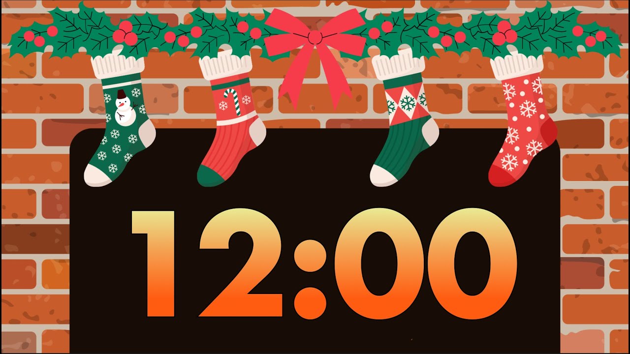 12 Minute Stockings Over Fireplace Timer (Holiday Jingle at End)