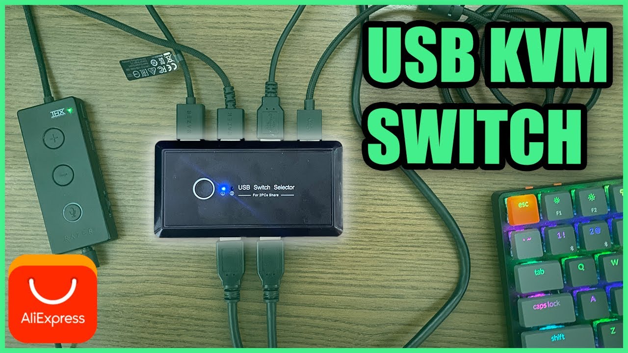 USB Switch KVM | Usando 4 dispositivos USB em 2 computadores diferentes | Unboxing Review Aliexpress