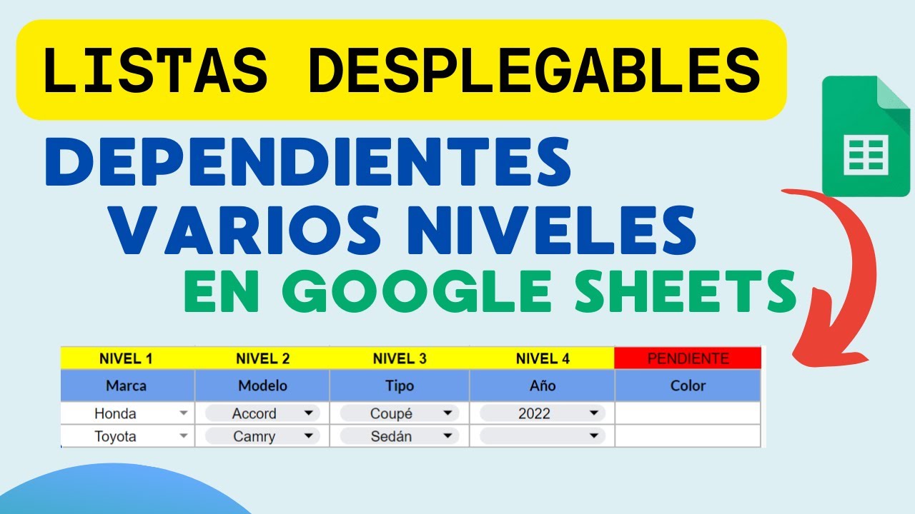 Listas dependientes/desplegable varios niveles Google sheets