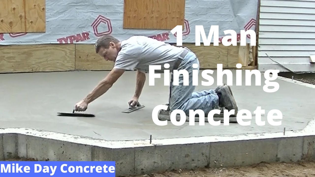 1 Man Finishing Concrete For A Small Addition Floor