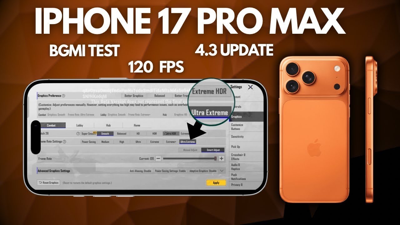 Тест BGMI для iPhone 17 Pro Max 120 кадров в секунду 2026 | Нагрев, задержки, разряд батареи #iph...