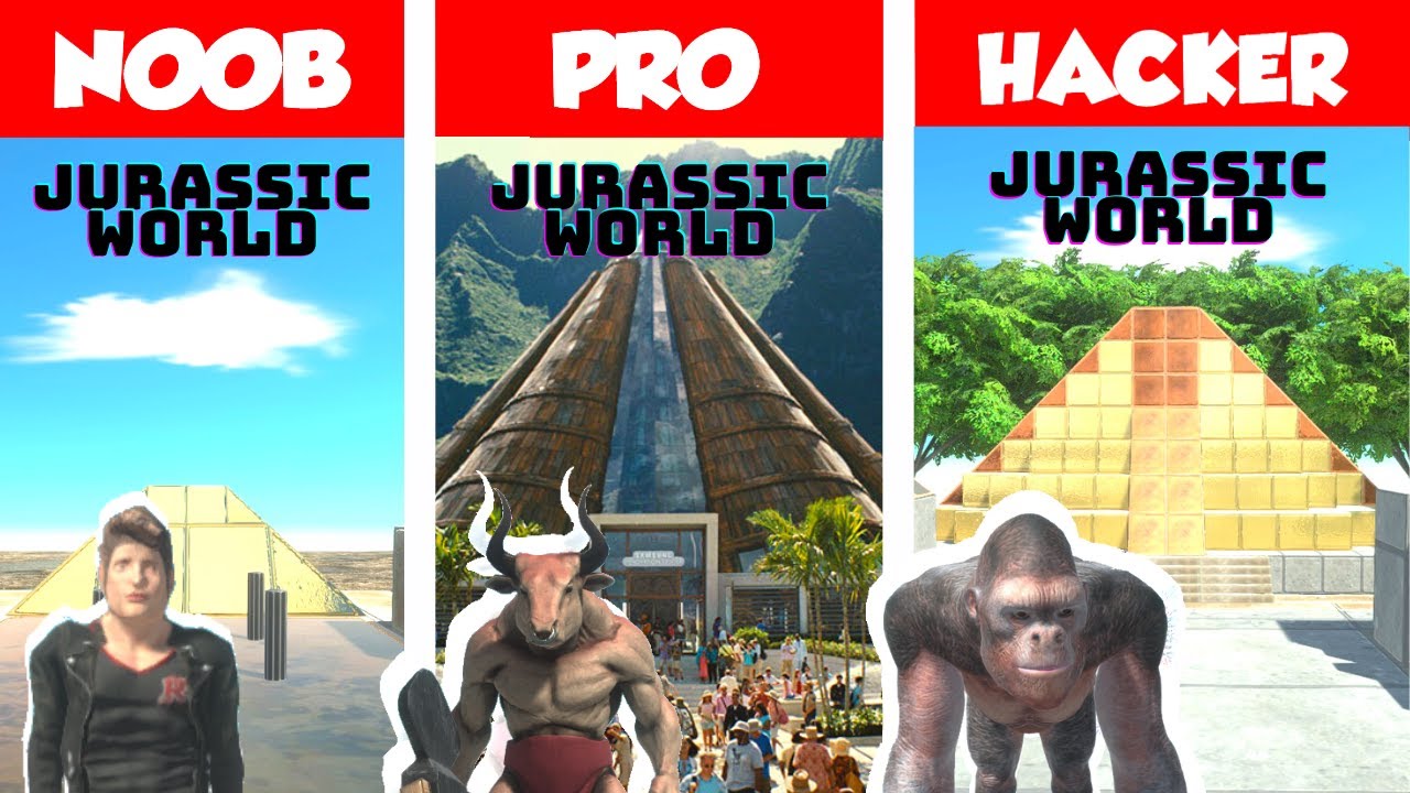 NOOB vs PRO vs HACKER - JURASSIC WORLD BUILD CHALLENGE in Animal Revolt Battle Simulator
