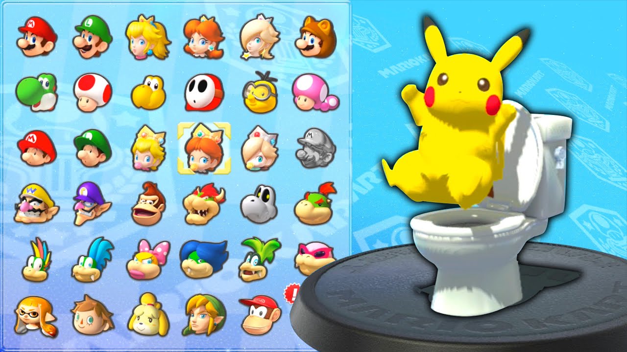 【マリオカート8デラックス】ピカチュウでスキビディトイレをドライブします Nintendo Switchの最高のレースゲーム