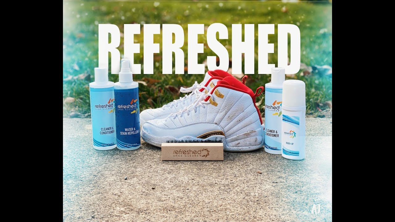 How to clean Jordan 12s with REFRESHED Shoe Cleaner!! **REVIEW** (FASTEST WAY)