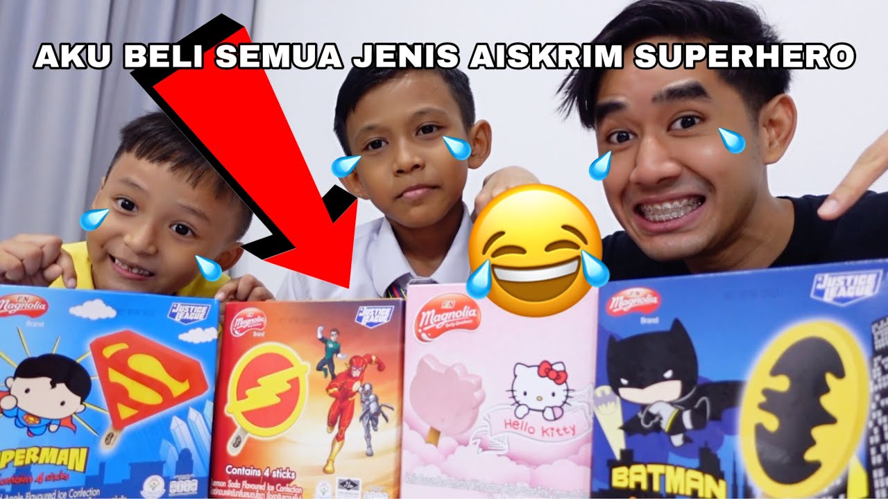 AKU BELI SEMUA JENIS AISKRIM SUPERHERO 😂 CHALLENGE MAKAN AISKRIM PALING LAJU 😈