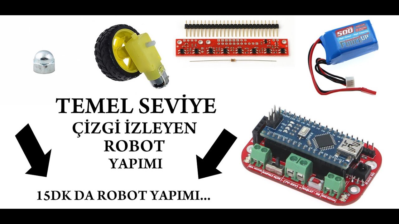 15 DK DA 2021 MEB TEMEL SEVİYE ÇİZGİ İZLEYEN ROBOT YAPIMI ( ÇİZGİZADE KART İLE ÇİZGİ İZLEYEN ROBOT )