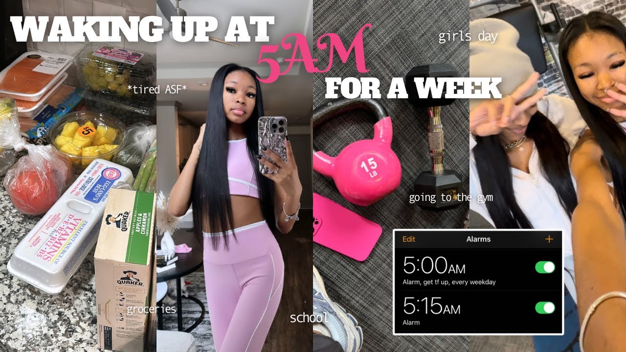 WAKING up at 5AM for A WEEK !🧘🏽‍♀️*FAIL*: gym, GIRLS DAY, photoshoot, groceries, cooking