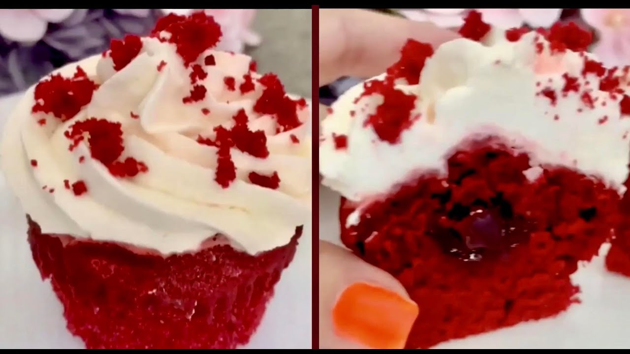 Капкейк 🧁Красный бархат с малиной 🍓 Рецепт, который вас покорит👀✨