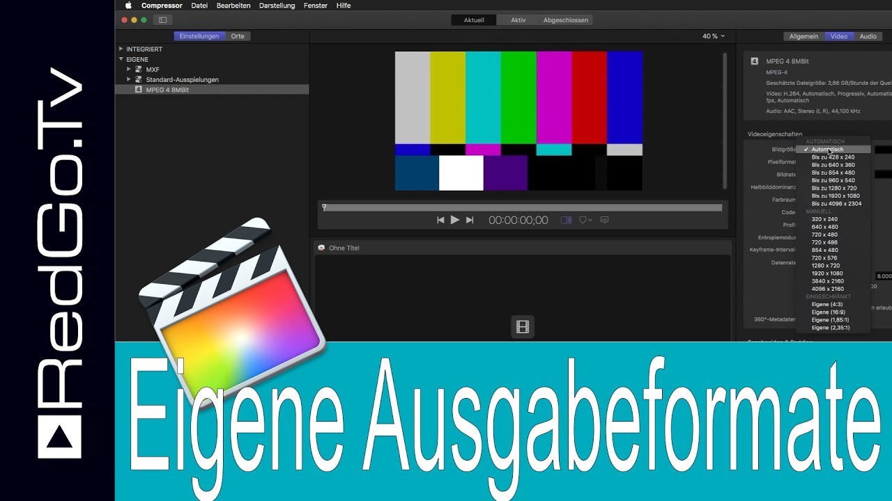 Eigene Ausgabeformate für Final Cut Pro X mit Compressor einrichten