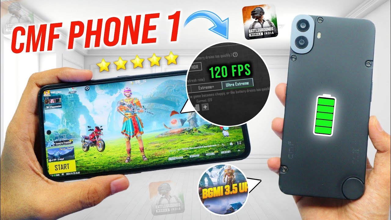 CMF Phone 1 - 120 FPS BGMI Test | Heating & Battery Test | BGMI 3.5 Update 🔥