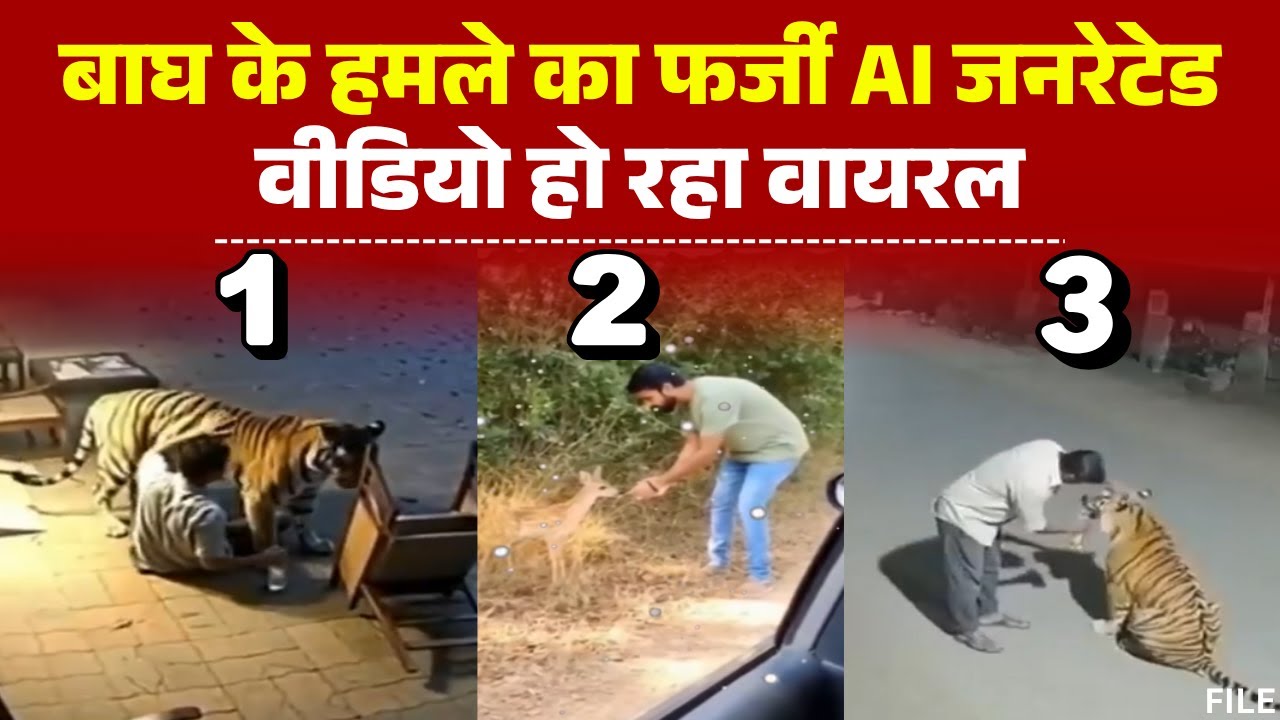 Tiger Attack Viral Video: Fake videos of tiger attacks are going viral. All videos are AI-generat...