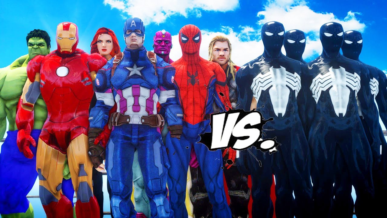 THE AVENGERS VS BLACK SPIDER-MAN ARMY - EPIC BATTLE