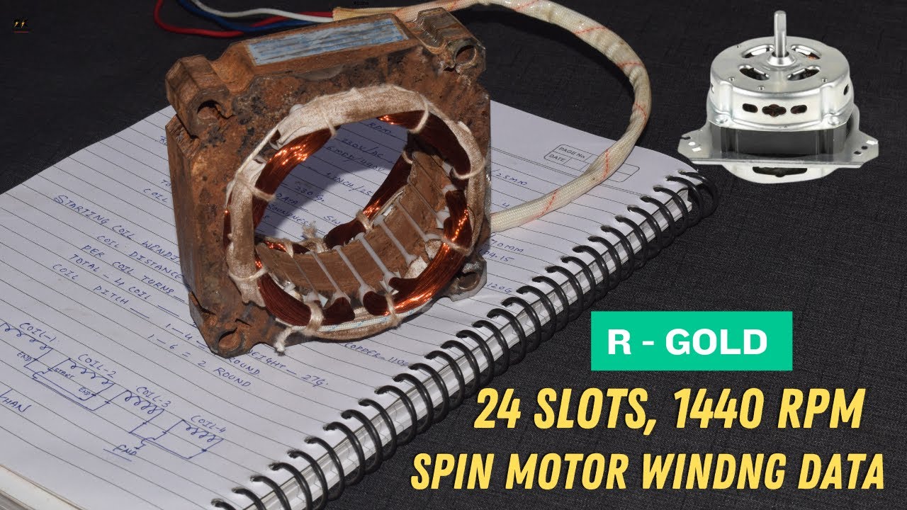 24 Slots, 1440 RPM, 25MM Stator, Washing Machine Spin Motor Winding Data With Copper Wire
