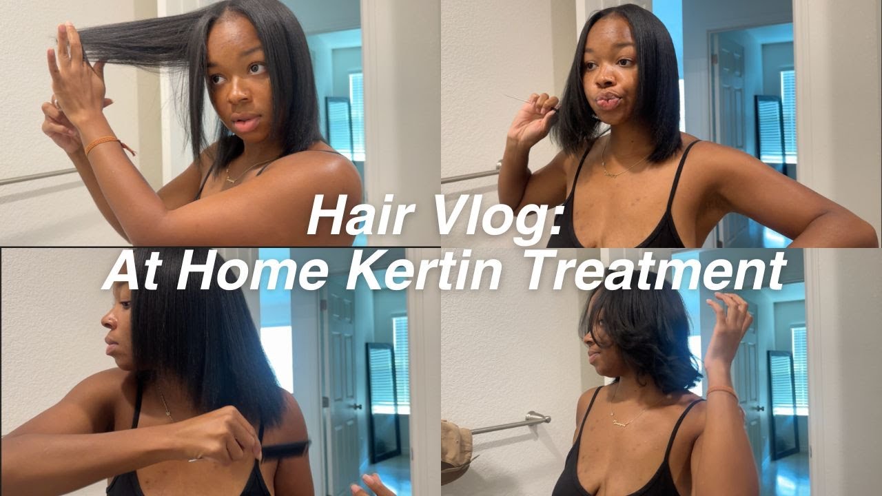 HAIR VLOG| At Home Keratin Treatment| Trim| Flat Iron| Yapping