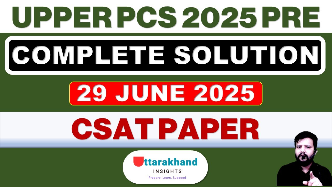 CSAT PAPER | 29 JUNE | PCS | ANSWER | KEY | SOLUTION | UKPSC | UPPER | LOWER | UTTARAKHAND | UKSSSC