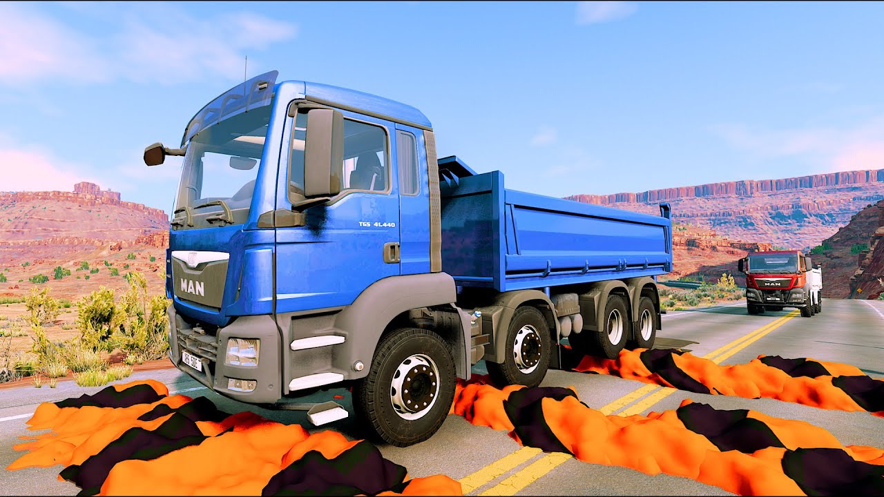 Trucks and Cars vs speed bumps | best BeamNG 42-44 video