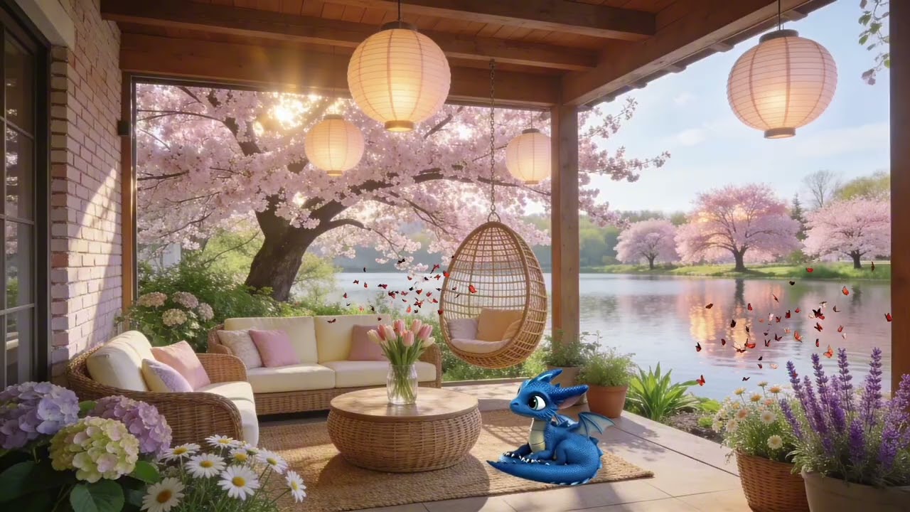 Cozy Spring Terrace 🌷 Soft Piano Ambience for Rest & Focus