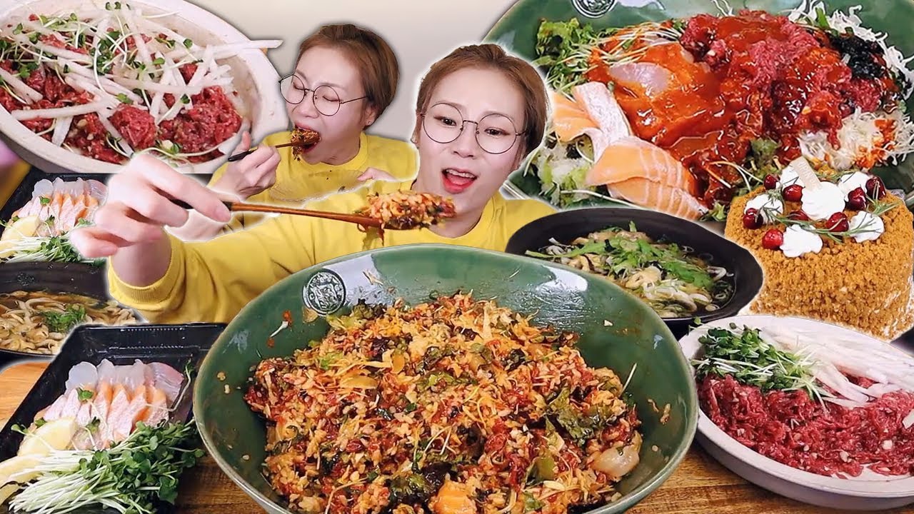 육+해 비빔밥에 한우 육회, 광어회, 연어회, 입가심 우동🤩251130/Mukbang, eating show