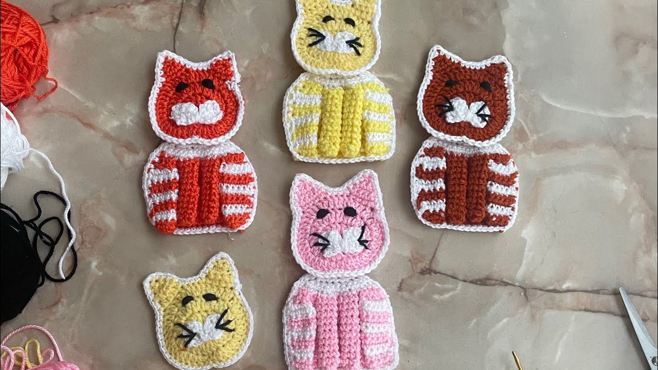 Örgü süslemek için kedi aplike kedi motif yapımı #crochet