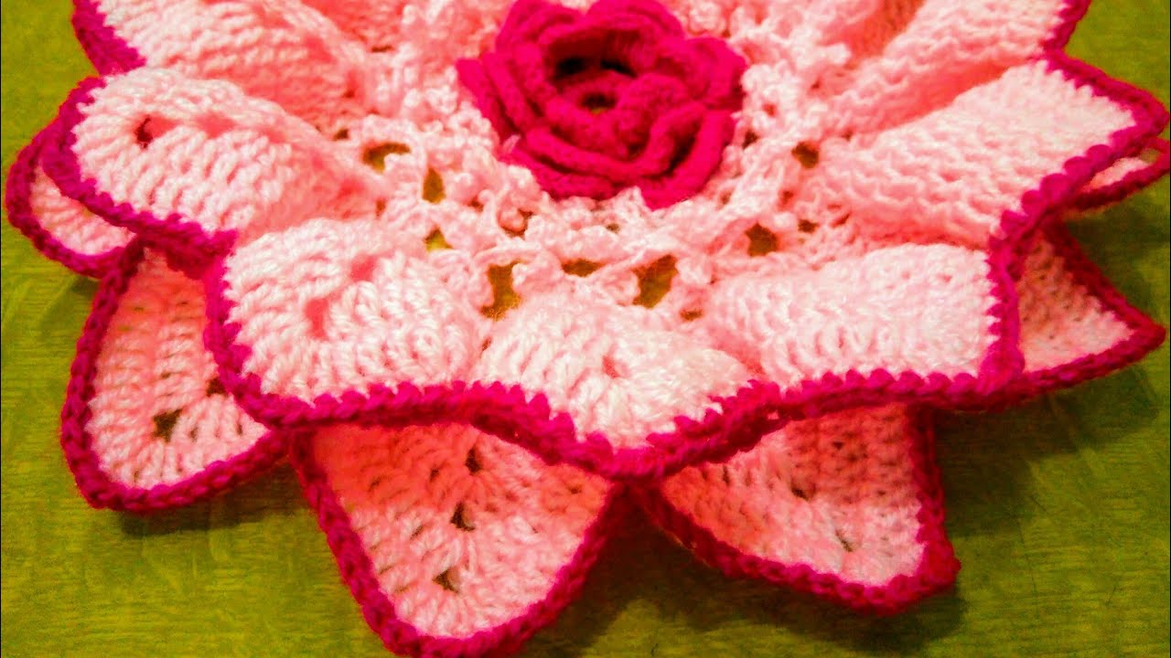 Crochet Lotus flower tablemat# in marathi # कमळफुलाच्या आकाराचा रुमाल # रुमाल प्रकार 9 # भाग 2