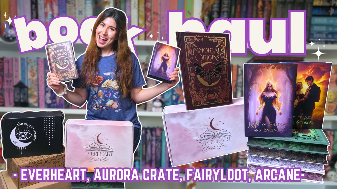 Покупки книг 📦 Коробка с книгами EverHeart, коробка Aurora Crate Box, набор Fairyloot Nov Combo, ...
