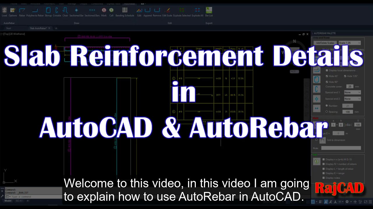 How to use AutoRebar in AutoCAD for Slab Detailed Schedule | Trending app for reinforcement schedule