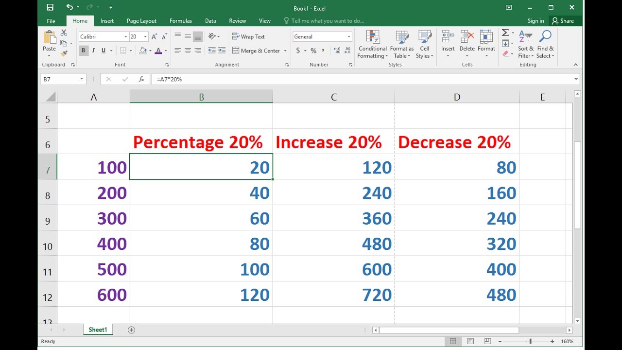 Быстрый способ вычисления процента (увеличения/уменьшения %) в MS Excel