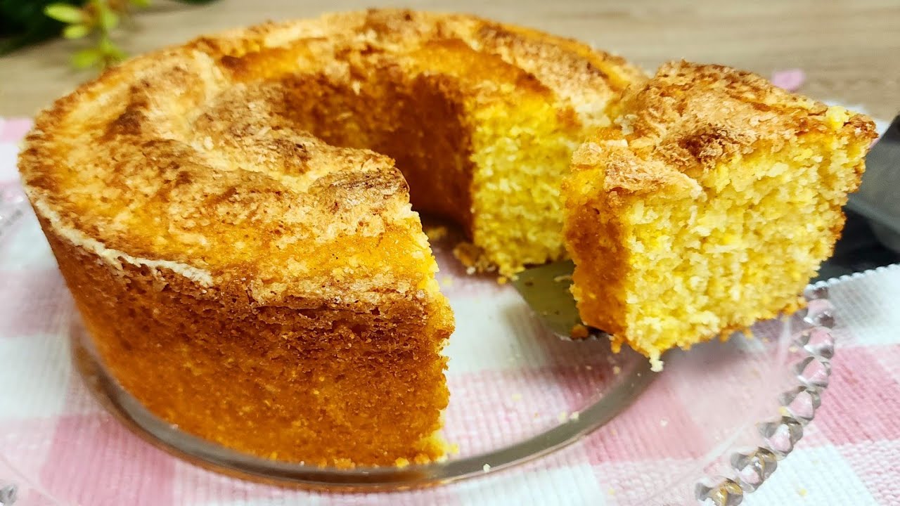BOLO DE FLOCÃO DE MILHO COM COCO - RECEITA FÁCIL