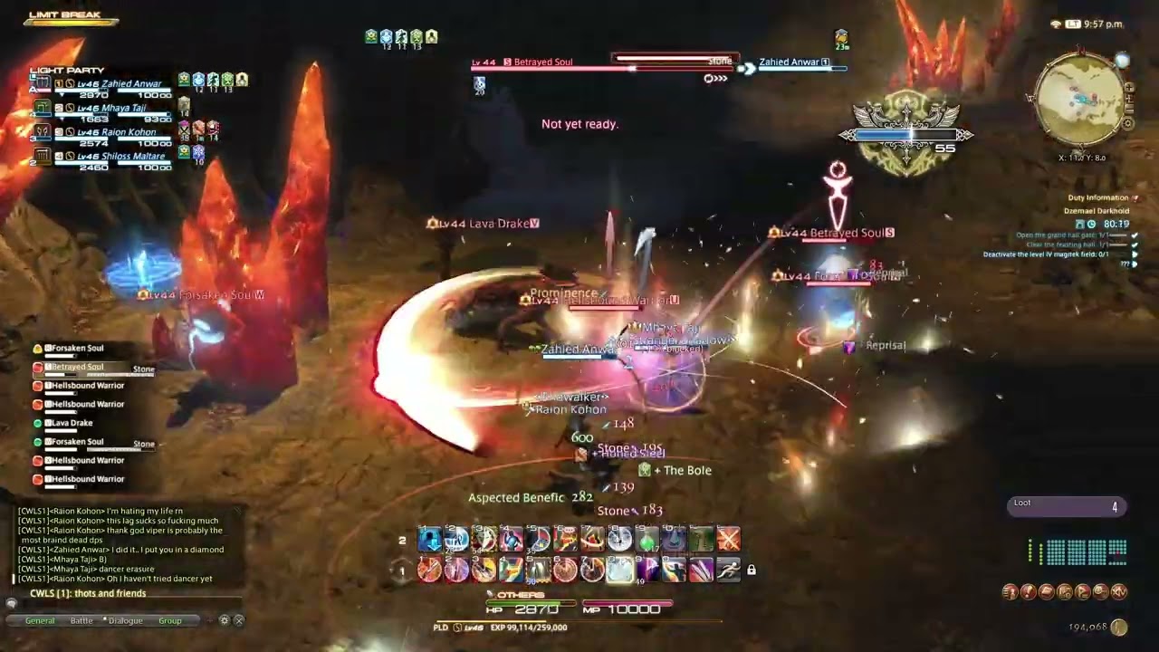 2025-07-03 FFXIV: lizard paladin and friends in Dzemale Darkhold