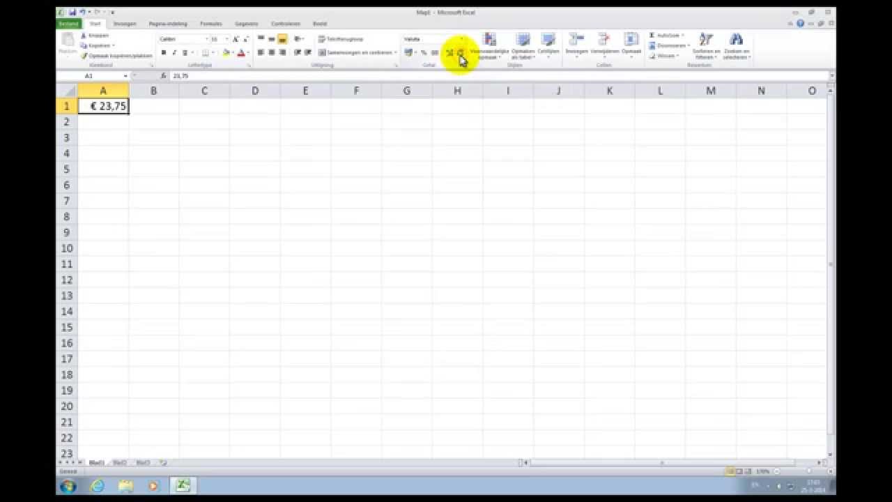 Excel 2010: euroteken en decimalen