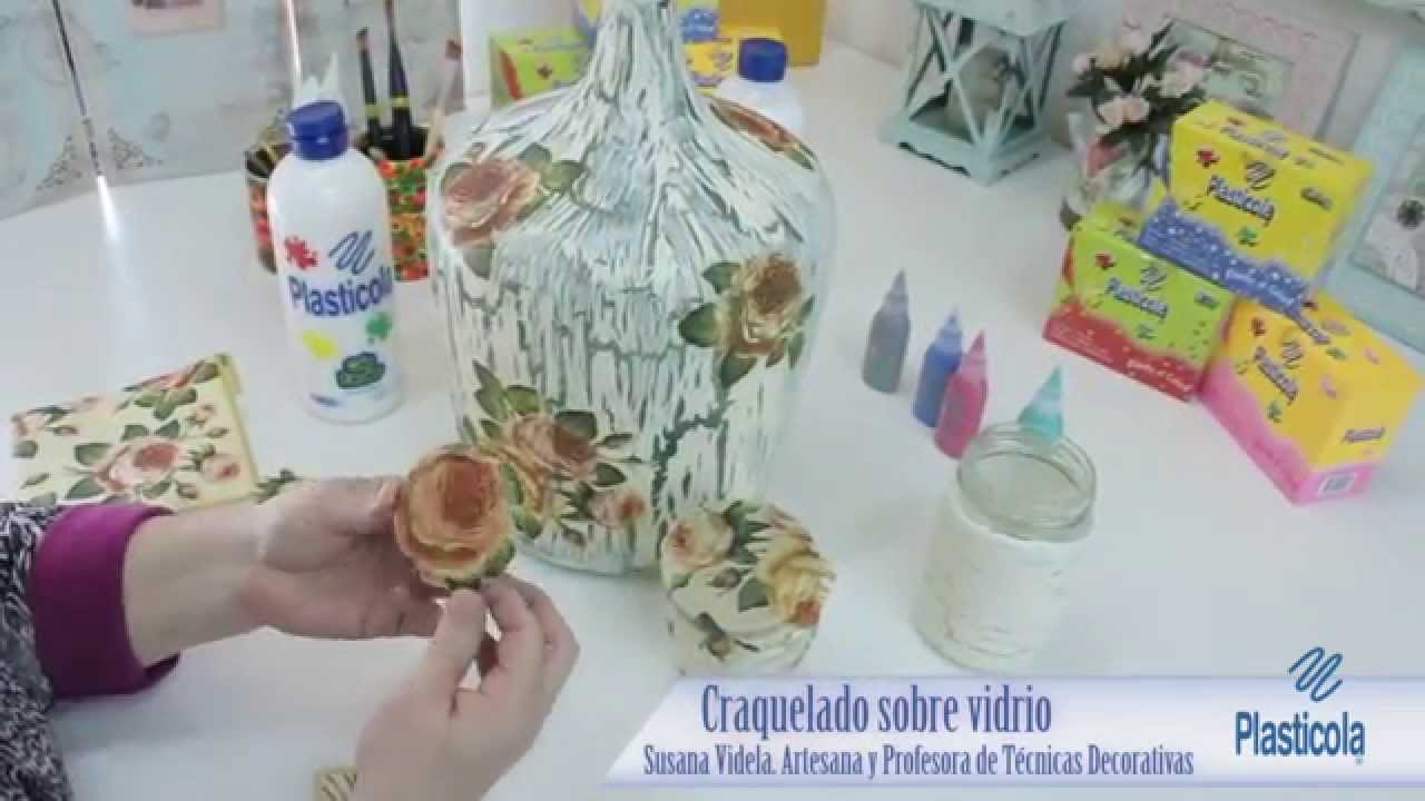 Decoupage y Craquelado sobre Vidrio, reciclá envases de vidrio, técnica simple utilizando Plasticola