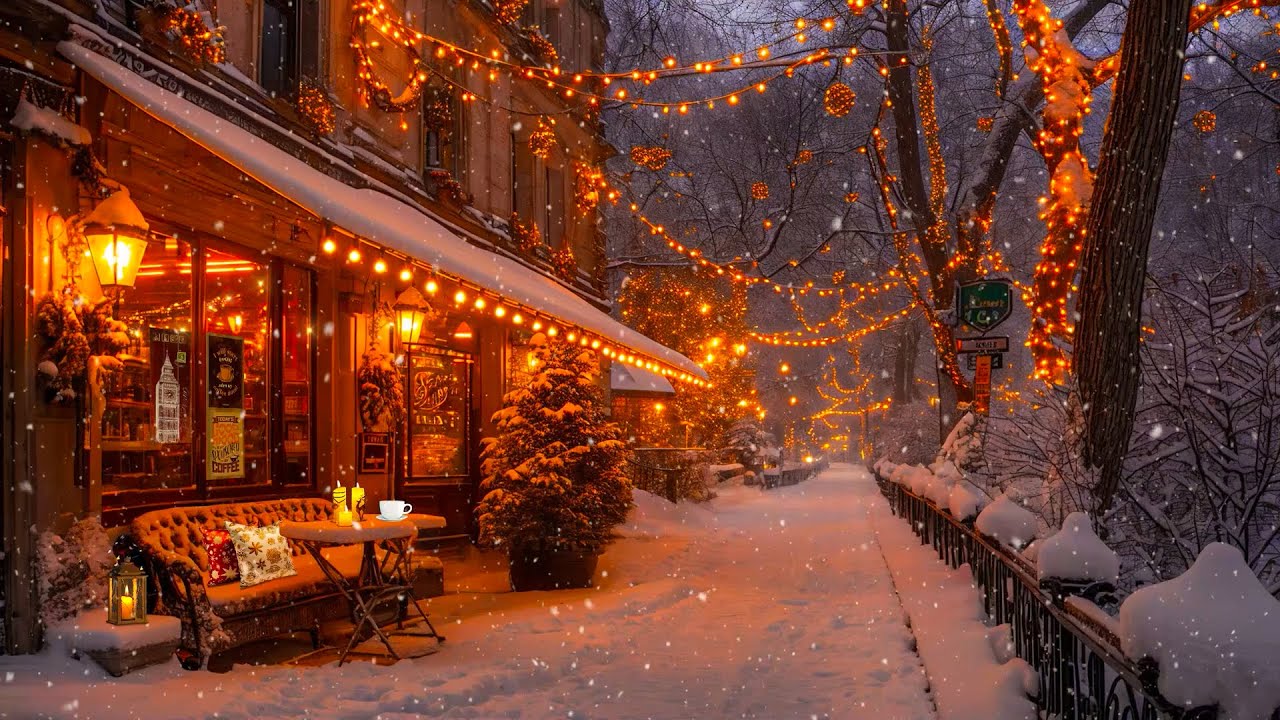 Snowfall Jazz Cafe ☕ Slow Jazz Piano at Cozy Coffee Shop Ambience for Studying, Working & Relaxing