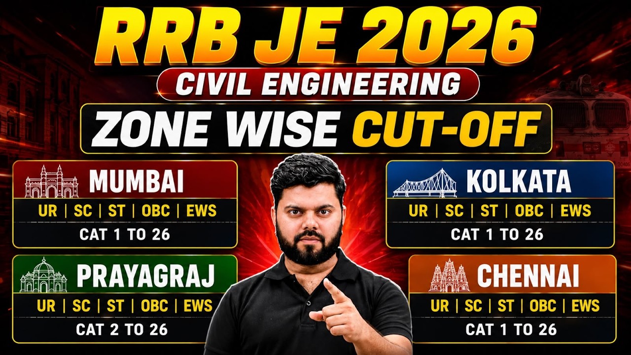 RRB JE 2026 Civil Engineering 🔥 Zone Wise Cut-Off | UR, OBC, SC, ST, EWS | Category Wise Analysis