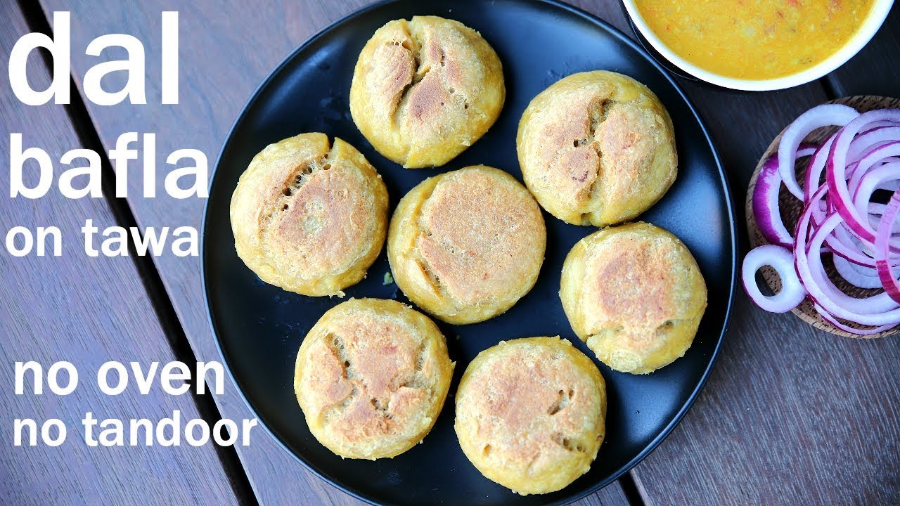 dal bafla recipe on tawa । दाल बाफले तवे पर बनायें । how to make bafla bati without oven