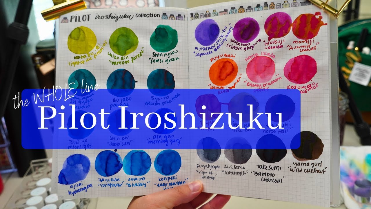Вся линейка чернил для перьевых ручек Pilot Iroshizuku | Полная коллекция образцов
