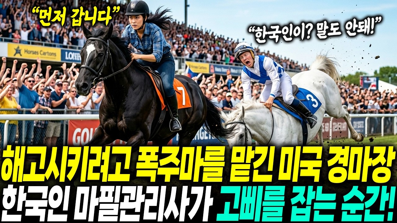 미국 경마장에서 10명의 기수도 못 탄 폭주마를 한국인 마필관리사에게 떠넘기며 비웃었지만, 그녀가 올라타 경주를 시작하자 모두 경악했다