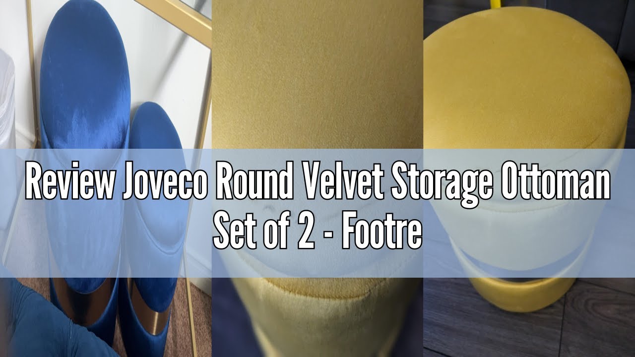 Review Joveco Round Velvet Storage Ottoman Set of 2 - Footrest Upholstered Footstool Side Table Seat