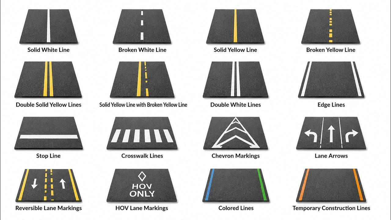 Every Road Line Explained (Solid, Broken, Yellow, White) | Driving Rules You Must Know