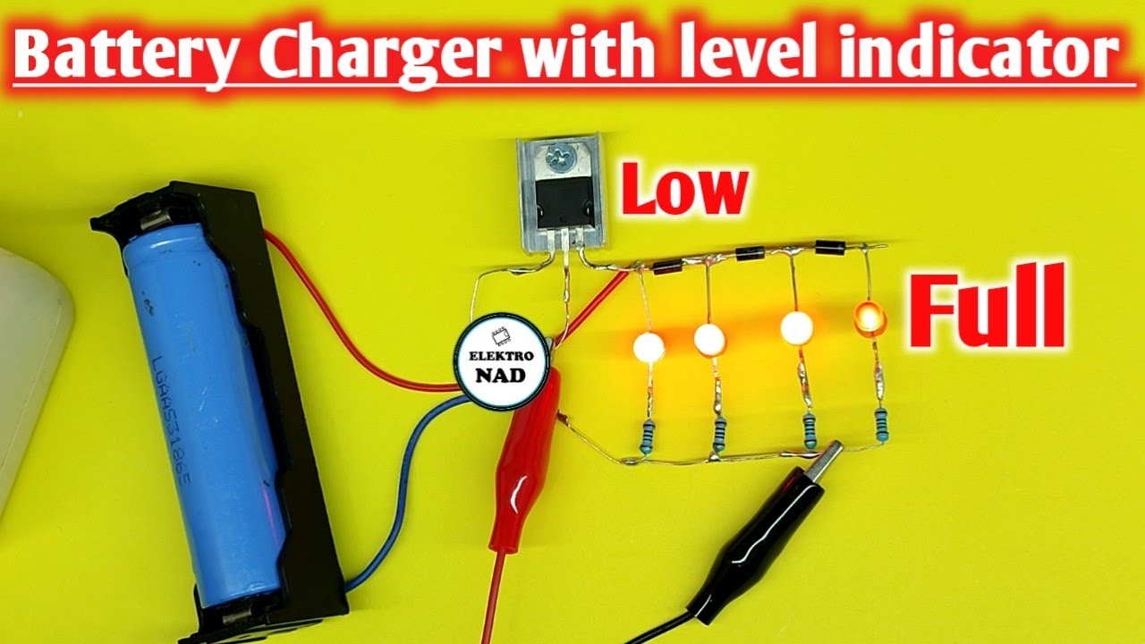 cara membuat charger baterai lithium-ion dengan level indikator