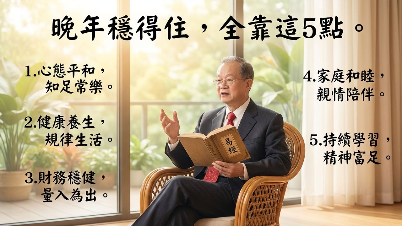 晚年幸福不靠子女，靠的是這「5根柱子」！趁現在還能動，趕緊把這幾件事做紮實，老了才不招人煩。#曾仕强 #国学文化 #国学智慧