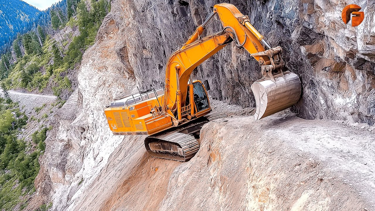 Skillful Excavator Operators are Building Roads on a Steep Mountain ▶3