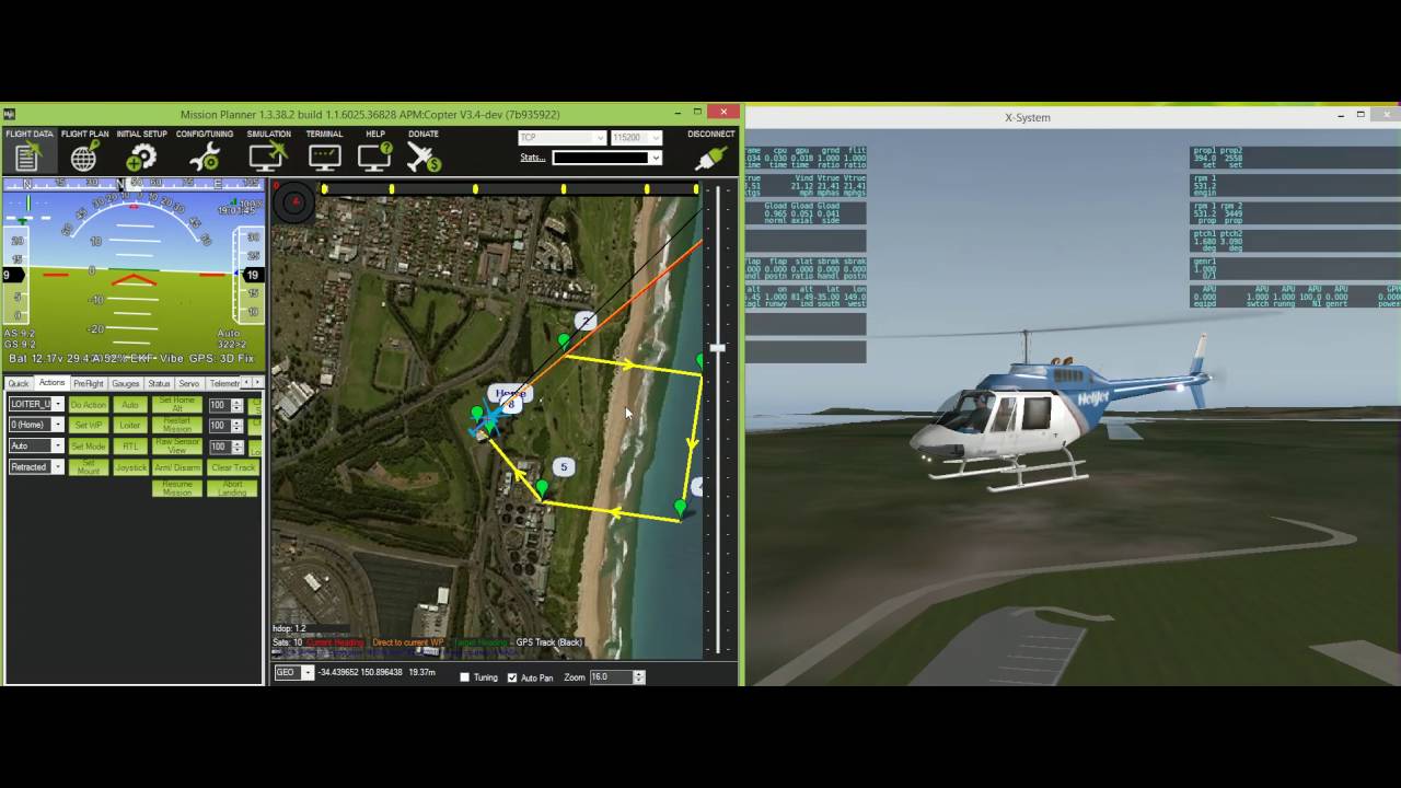 Управление самолетом Bell JetRanger в X-Plane 10 с помощью ArduPilot SITL