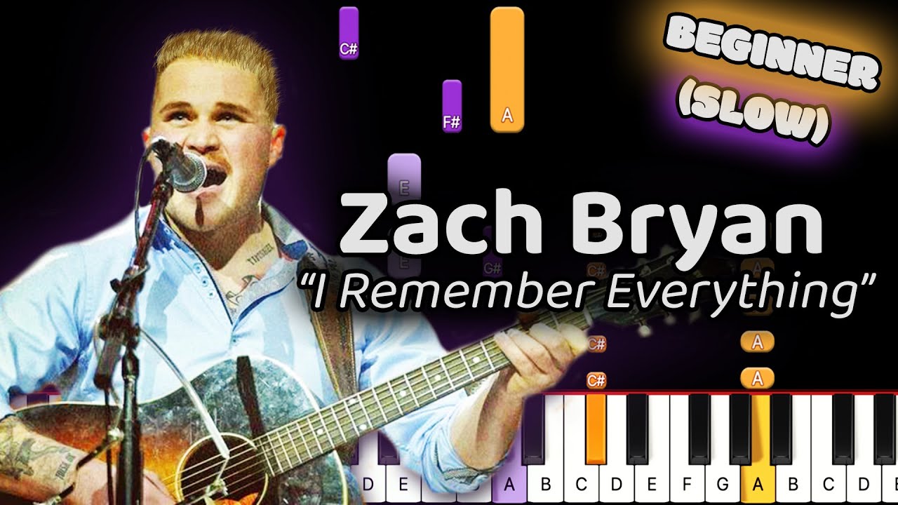 I Remember Everything Zach Bryan Piano Lesson! (Beginner) SLOW 50% Speed