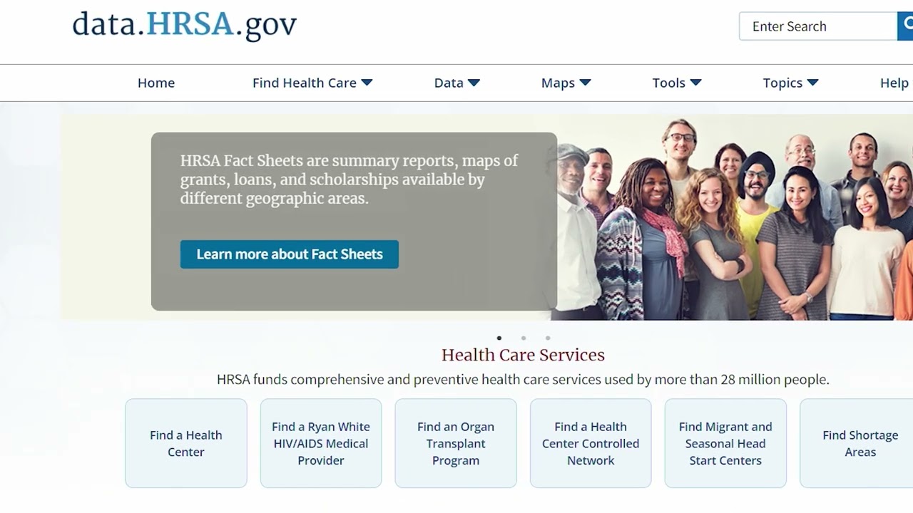 The new HRSA Data Warehouse Homepage