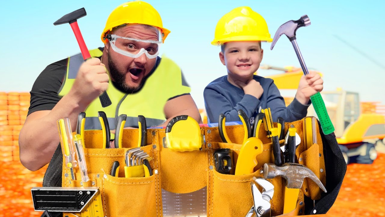 CALEB and DAD LEARN about TOOLS for KIDS and BUILD a Wooden CRAFT with REAL TOOLS!
