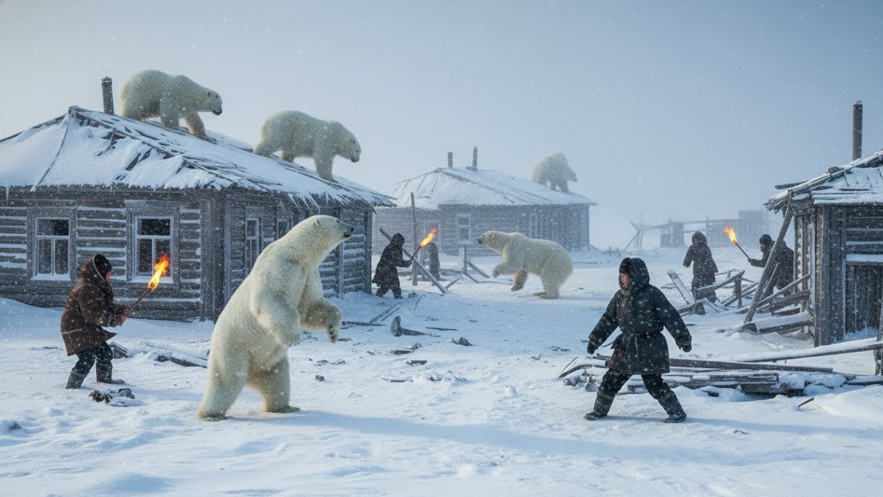 Five Polar Bears Attack a Frozen Yakutian Village | The Battle for Survival