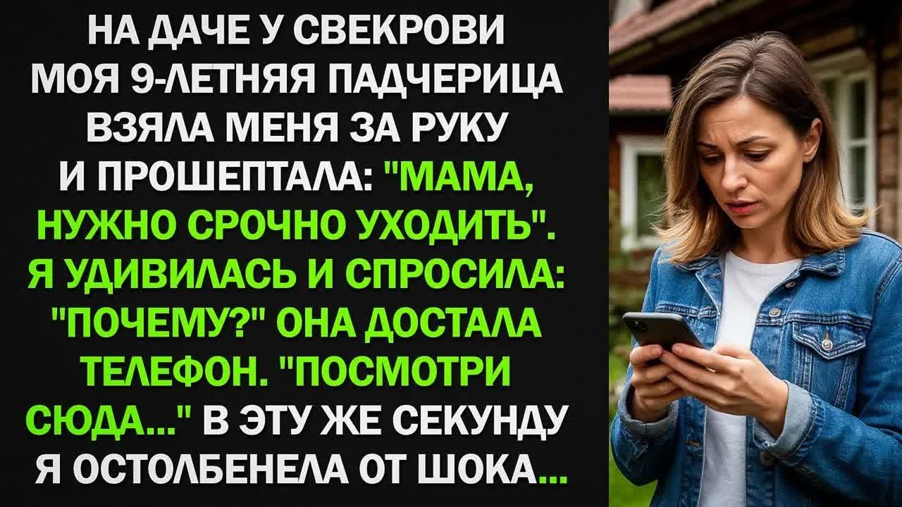 На даче свекрови моя 9-летняя падчерица взяла меня за руку： ＂Мама, нужно срочно уходить!＂.