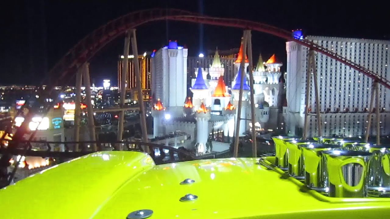 Big Apple Coaster at night front seat on-ride HD POV New York, New York Hotel & Casino