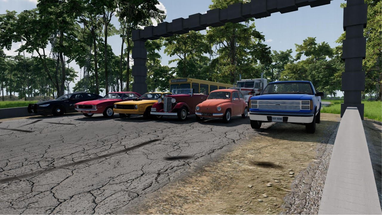 DESCENDO UM MORO COM CARROS ALEATORIOS EM ALTA VELOCIDADE QUAL DELES VAI MAIS LONGE? BeamNG.Drive.