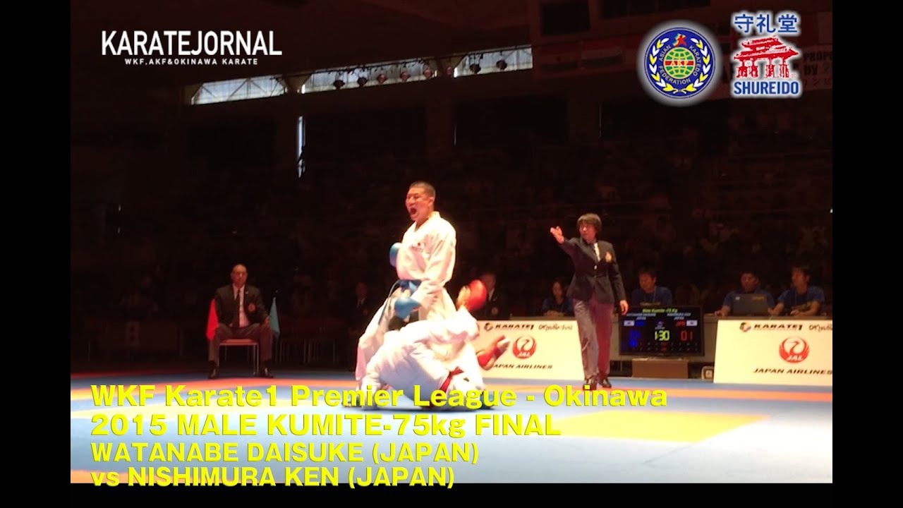 渡邊大輔vs西村拳 WKF PL Okinawa 2015 -75kg FINAL WATANABE DAISUKE (JPN)  vs NISHIMURA KEN (JPN)